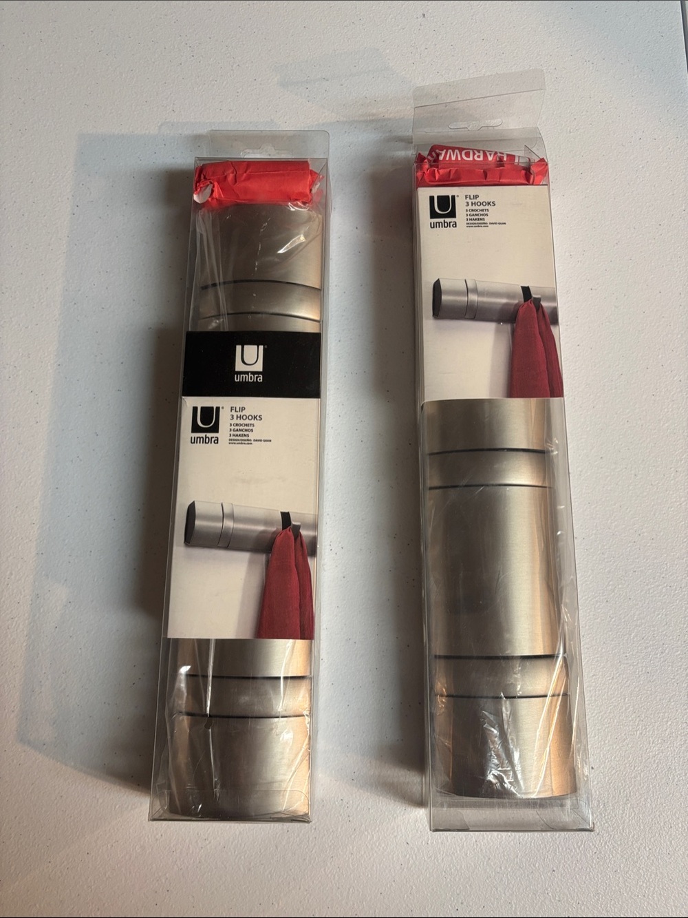 Umbra Brushed Nickel Flip 3-Hook sold individually or 2 packs Hook Wall Mount